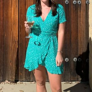 Green wrap dress